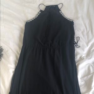 Navy maxi dress with black and white beading